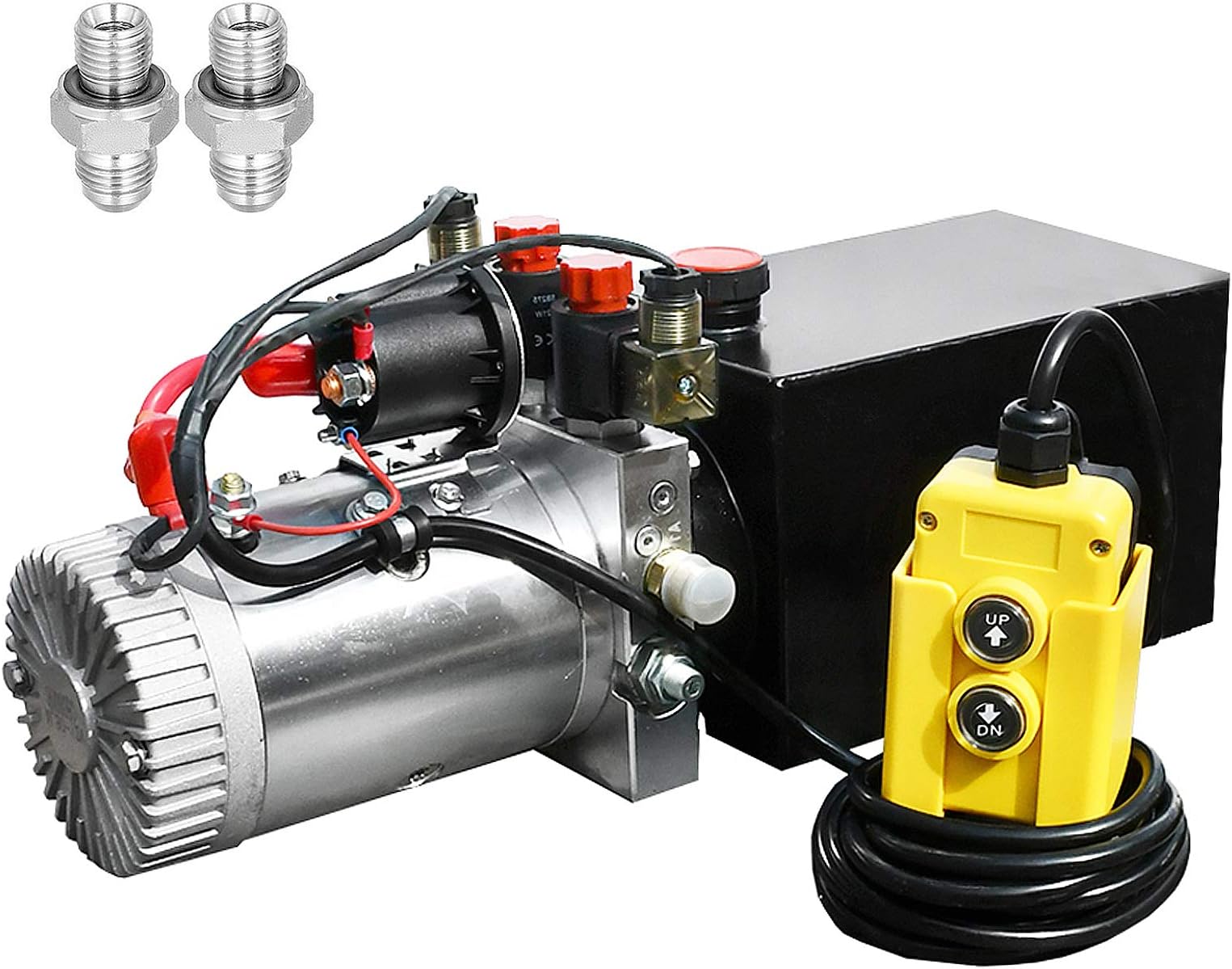 DC HOUSE 8 Quart 12V Hydraulic Pump Power Supply Unit Pack Double Acting Dump Trailer Fit for Lift Unloading