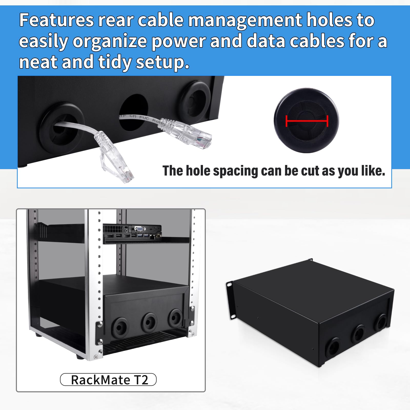 GeeekPi Cajón con cerradura de montaje en rack 2U, caja de gabinete de servidor de 10 pulgadas para gabinete de servidor DeskPi RackMate T2