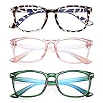 AZorb 3Pack Blue Light Blocking Glasses for Kids TR90 Unbreakable Computer Screen Glasses for Boys & Girls 3 Pack(Leopard+Transparent Pink+Green)