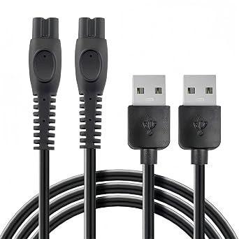 Qjin USB Charger Cable for Philips Sonicare Cordless Power Flosser 3000 2000 1000, 2 Pack