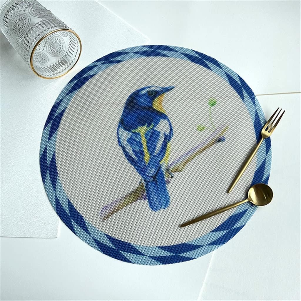 Printed Placemat Retro Table Mat Hotel Home Decoration Heat Insulation Pad Coaster 10 Pcs Place Mats(Gray)