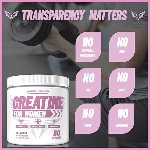 Miniatura 6 de Creatina para mujer - Monohidrato de creatina para mujeres - Puede ayudar a aumentar la masa muscular magra, reducir el tiempo de recuperación y más