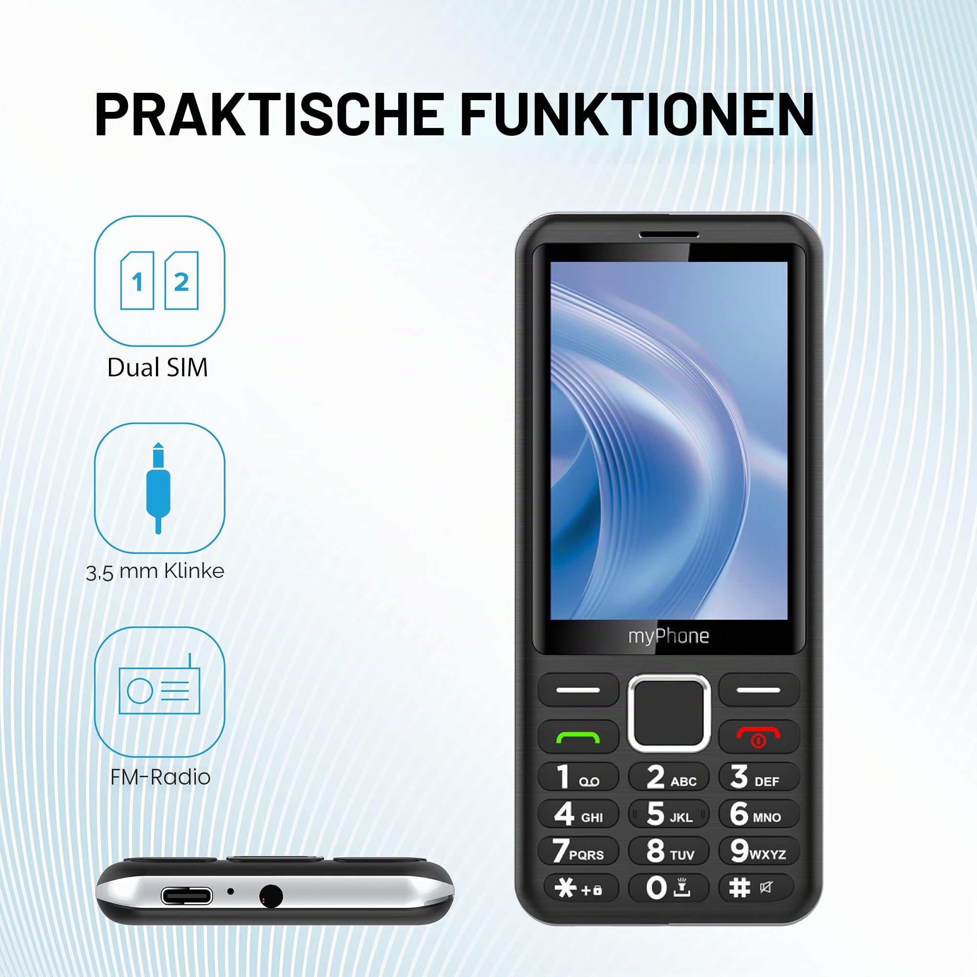 myPhone 3510 LTE Seniorenhandy ohne Vertrag, 4G Tastenhandy mit 3,5 Zoll Display, große Tasten, Dual SIM, Lange Akkulaufzeit