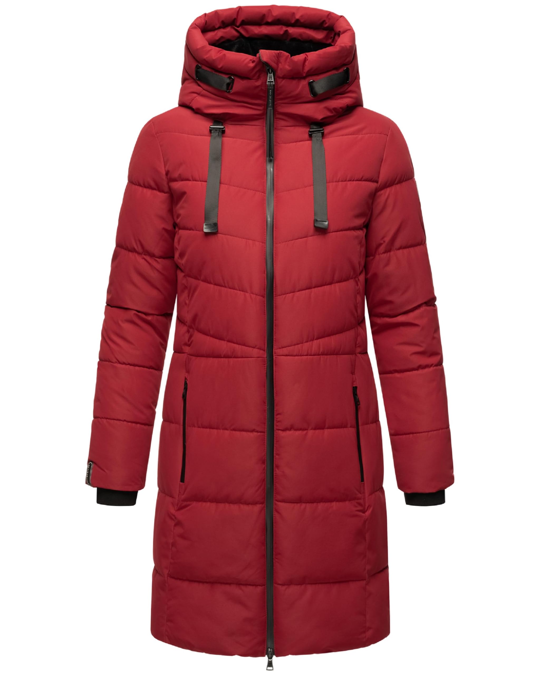 Marikoo Women's Dunkelrot Natsukoo Xvi Winter Coat Warm Quilted Coat Long With Adjustable Hood And High Collar Xs-3Xl, Xs