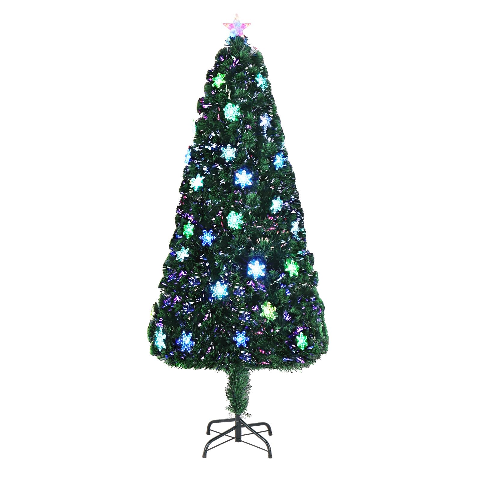 Outopee 6ft Fibre Optic Christmas Tree with 36 Light Snowflakes, Green