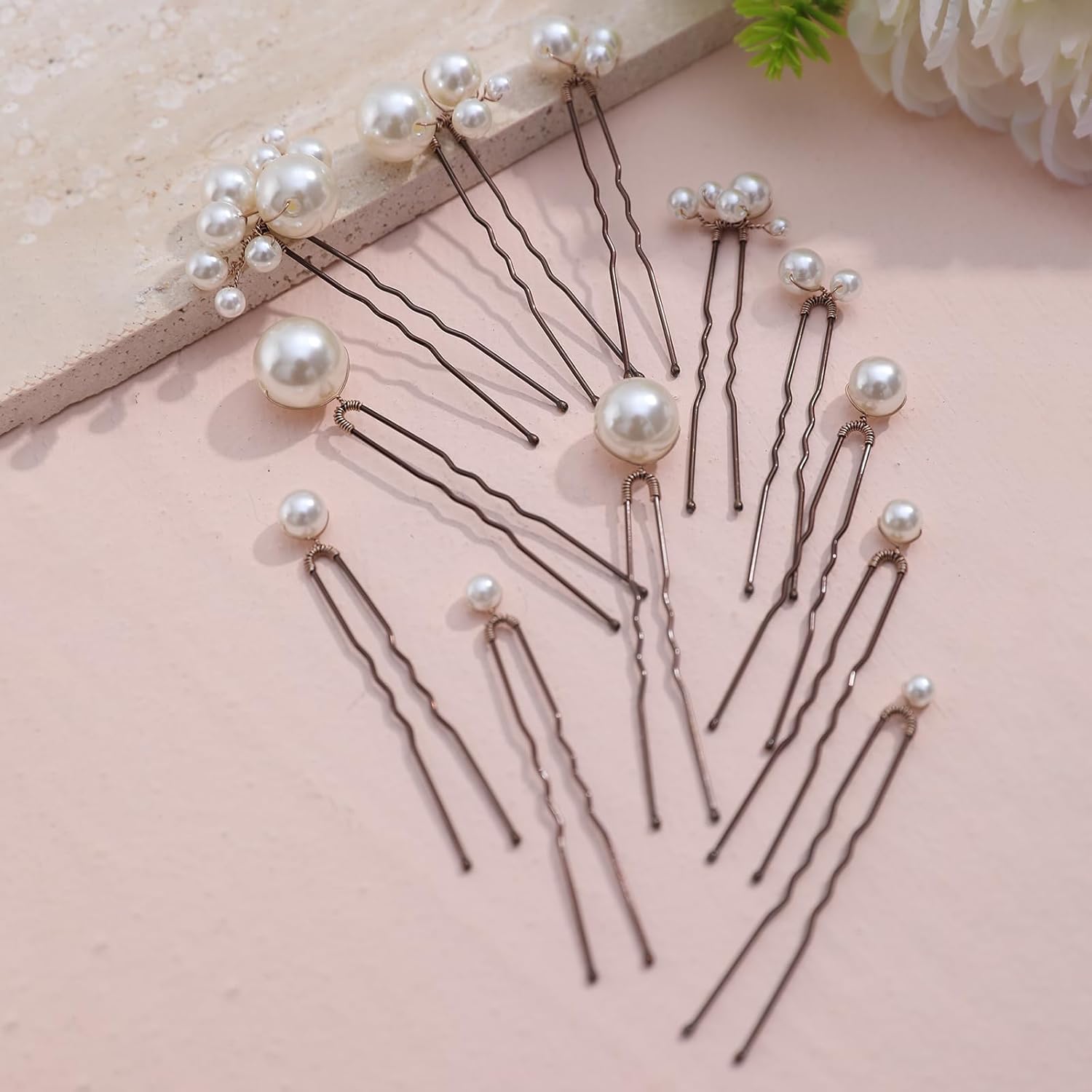 12 Pieces Bridal Hair Accessories Pearl Wedding Hair Pins Handmade Bridal Hair Pins for Wedding Brides Women Girls - Image 5