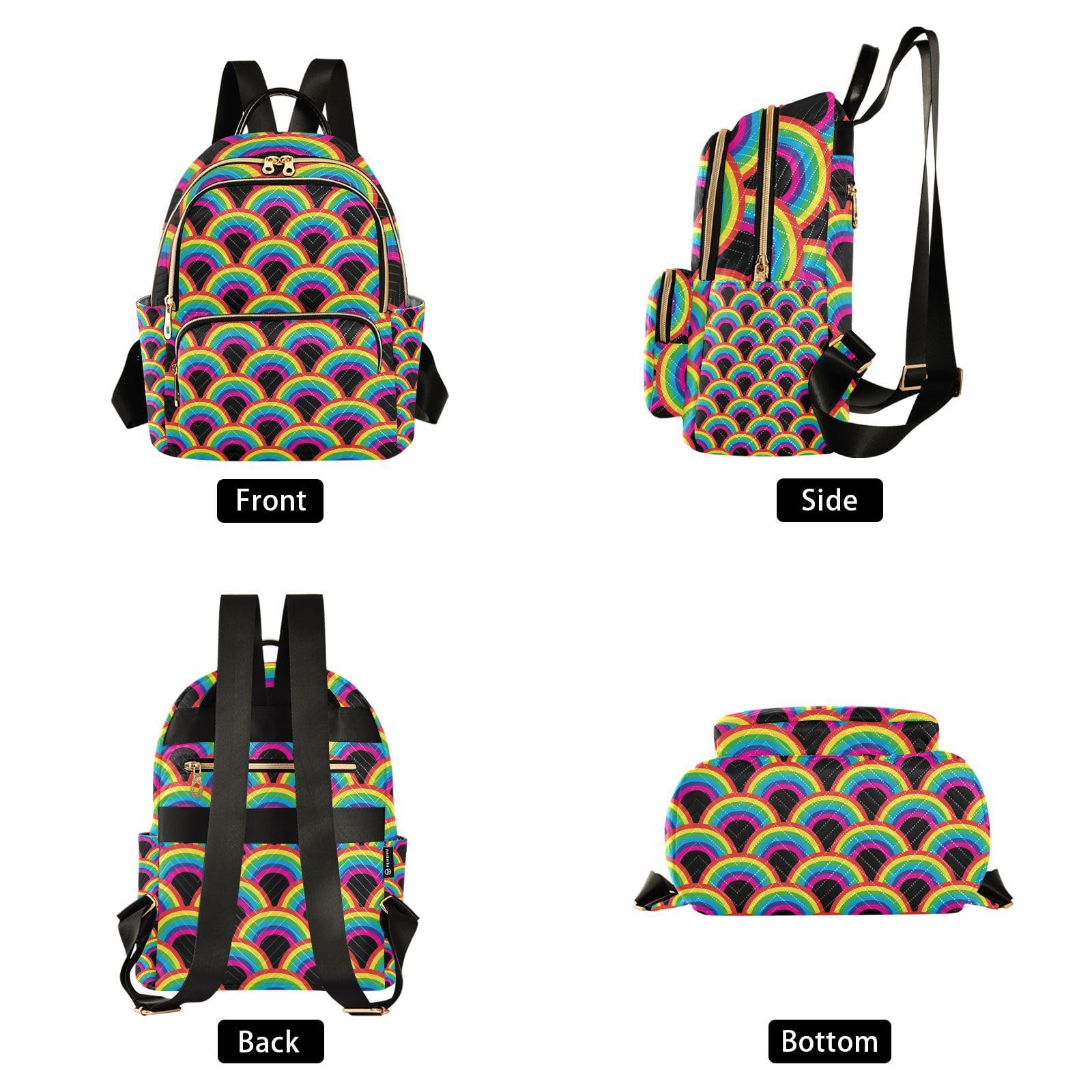 Sletend Mini Backpack Rainbow Fish Scale Fashion Backpack Purse for Women,Handbag Shoulder Bag Casual Daypack, Ladies Gift for College Work?S?