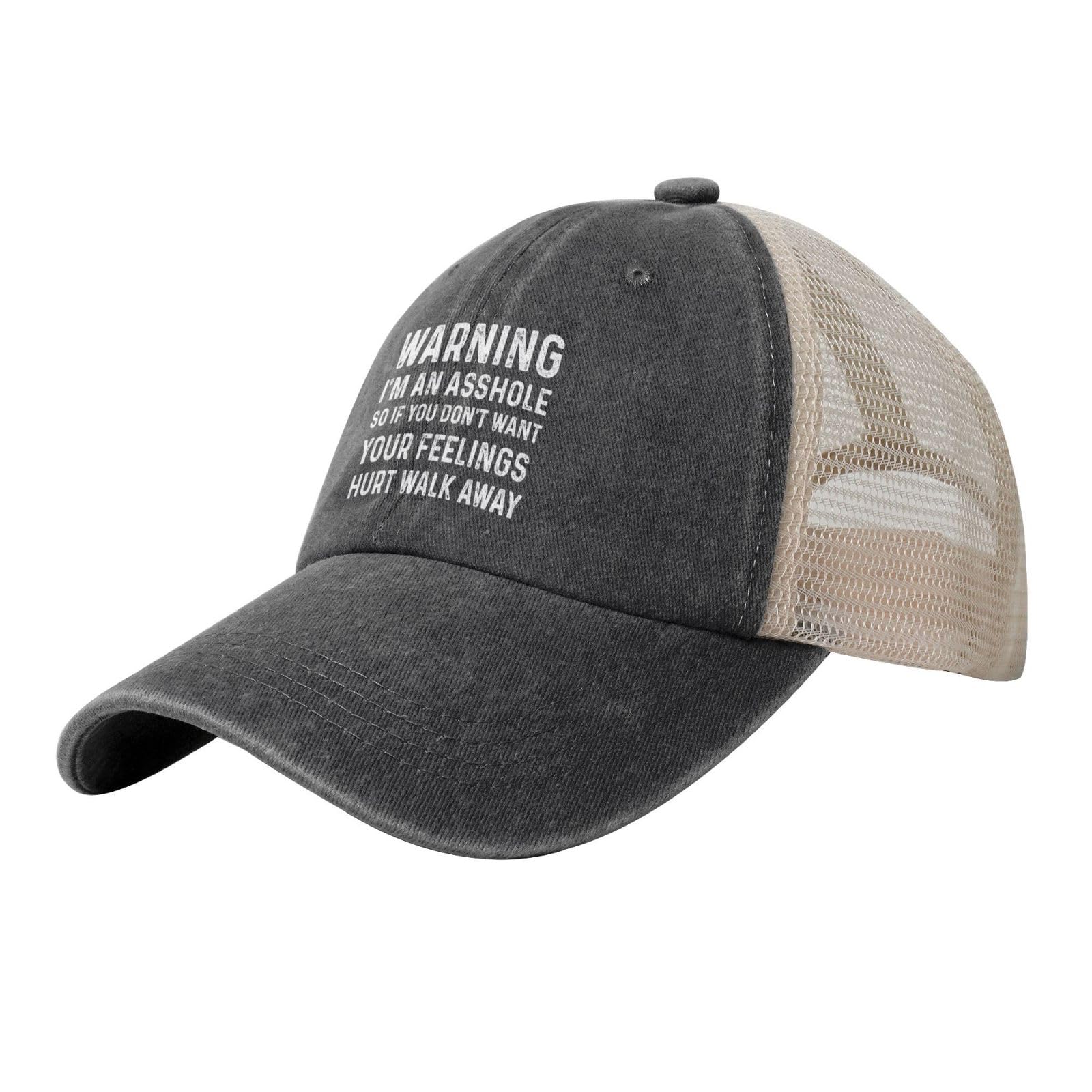 Melbrakin Unisex Black Warning I'm An Asshole So If You Don't Want Your Feelingstrucker Hat Men Dad Hat Graphic Trucker Caps