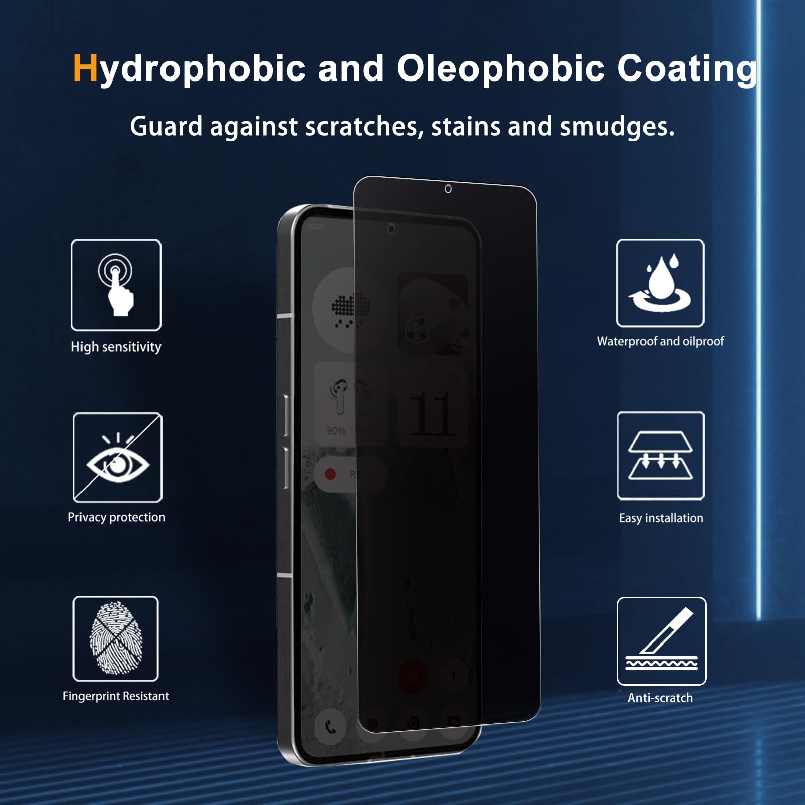 HeeYeal Privacy Pellicola Protettiva Compatibile con Nothing CMF Phone 2 Pro 5G, [2 Pezzi] Vetro Temperato, Durezza 9H Anti-Graffio, Anti-Spy Pellicola per Nothing CMF Phone 2 Pro 5G