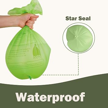 Compostable Bin Liners 20Liter Extra Thick 0.78 Mils Biodegradable Food Waste Bags for Kitchen Bin with EN13432 Europe OK compost HOME Certified Green 45 Couts