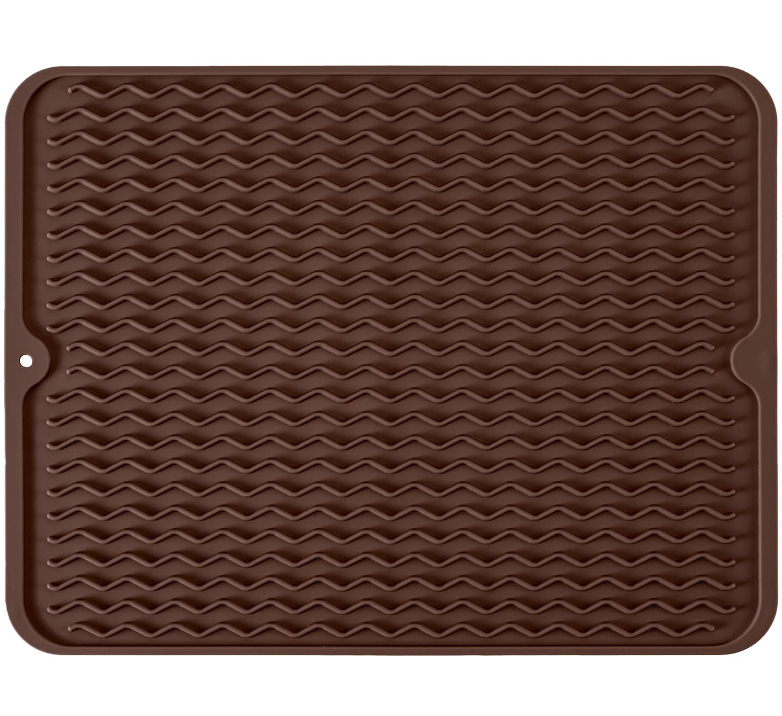 Large 14" x 11" Silicone Dish Drying Mat for Kitchen Counter, Easy clean, Quick Dry, Heat-resistant Dish Drainer Mat for Sink,Refrigerator or Drawer liner (Food Grade Silicone-Coffee) — image 1