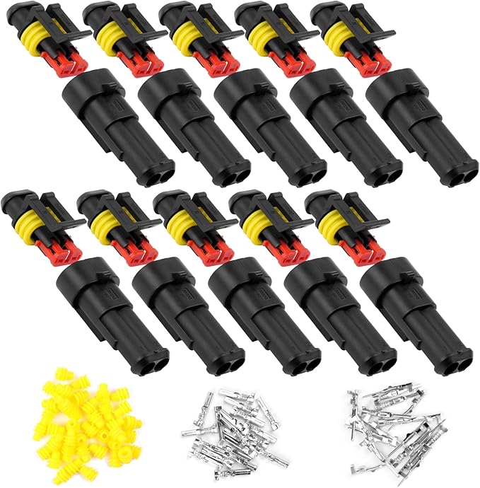 Satinior 10 Kit 2 Pin Connettore Elettrico Impermeabile Auto Electrical Connector Spina Con Filo 20 Awg Marine - Foto 11