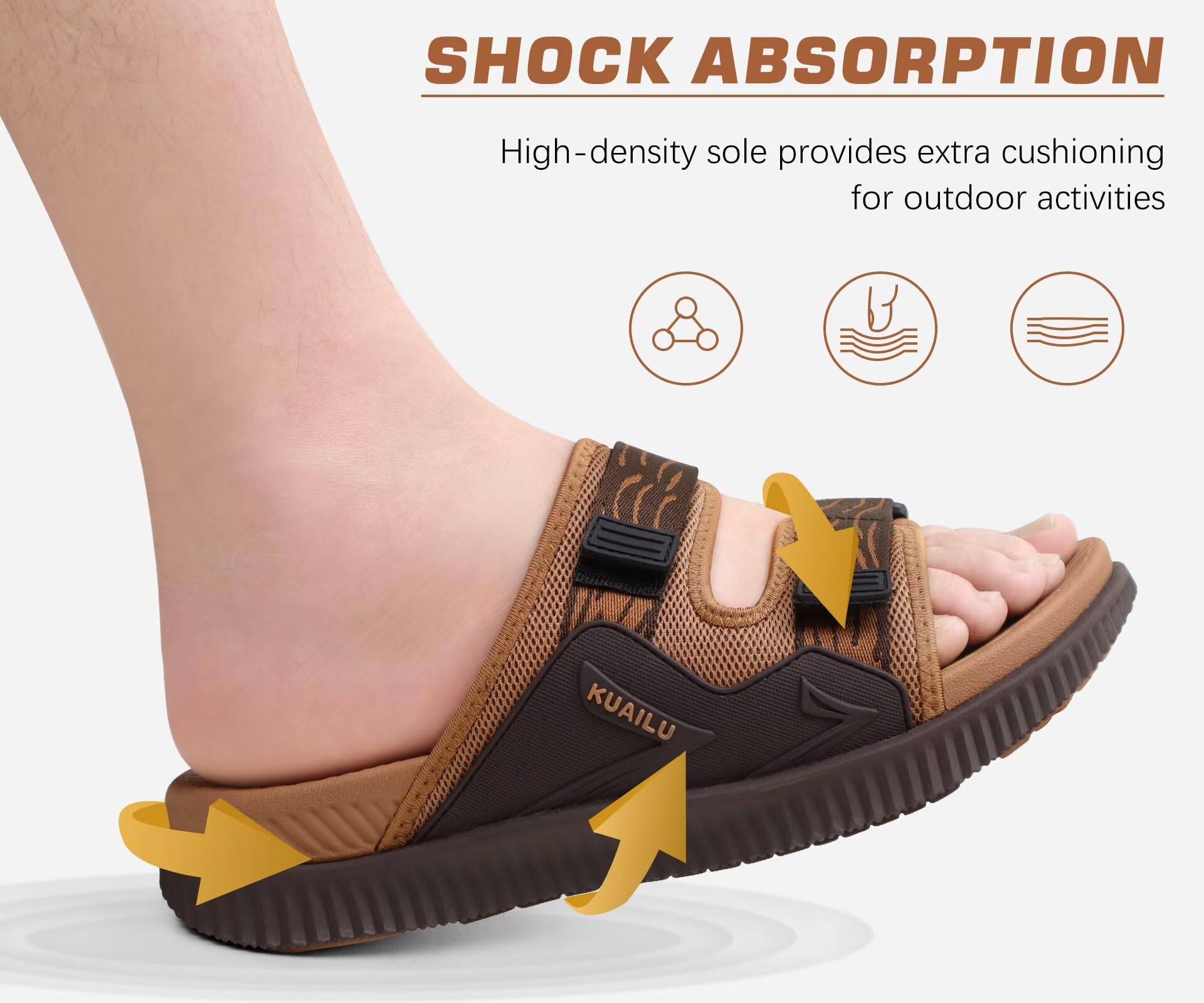 KuaiLu Sandali Sportivi Uomo Comode Camminata Ortopediche Fascite Plantare Memory Foam Ciabatte Estive Leggero Regolabile Antiscivolo Plateau Sandalo
