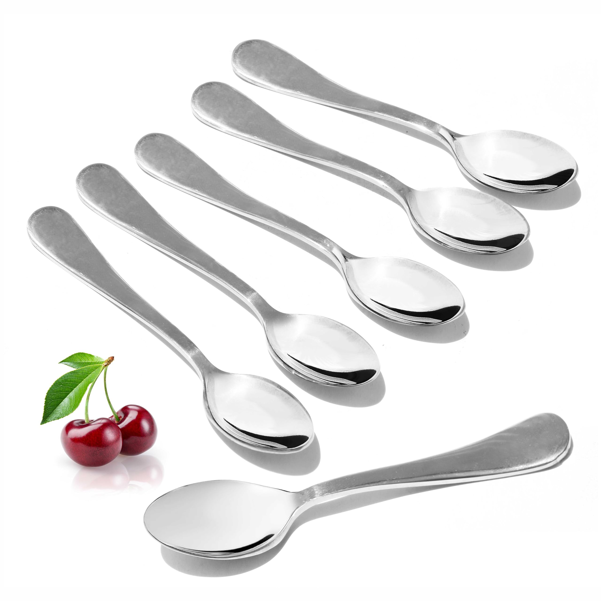 Pure Source IndiaPure Source India Stainelss Steel Table Spoons/Baby Spoon Set with Round Edge,Tableware, Set of 6, Silver (Length-16cm)