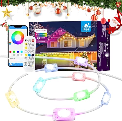 Luces permanentes para exteriores, luces inteligentes RGB+IC para decoración de casa, 75 modos de escena con aplicación y control remoto, IP67 disponible en Yaxa Colombia