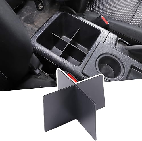 LLKUANG Caja de almacenamiento de reposabrazos de consola central negra ABS para Toyot@ FJ Cruiser 2007-2021, organizador interior para reposabrazos