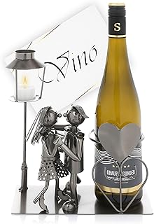 Nordstern Flaschenhalter Tanzpaar mit Laterne für Teelicht - Weinhalter mit Grußkarte als Paargeschenk zur Hochzeit oder Verlobung