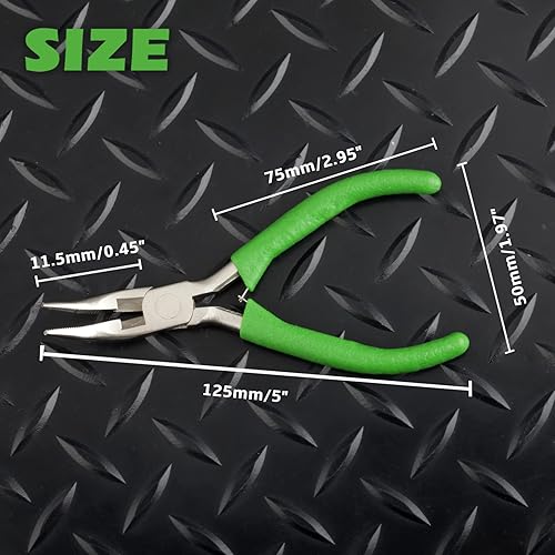 Miniatura 6 de SPEEDWOX Mini alicates de punta curva con mandíbula dentada y cortadores de 5 pulgadas, alicates de punta larga doblados para manualidades y