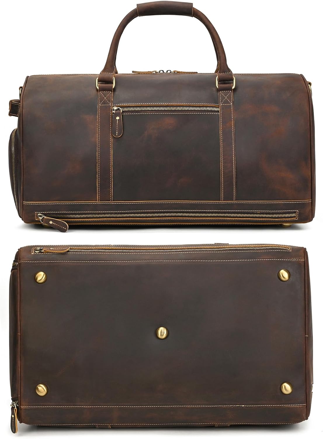 Full Grain Leather Duffel Bags for Men and Women Travel Overnight Weekend Leather Bags Sports Gym Duffel - Image 7