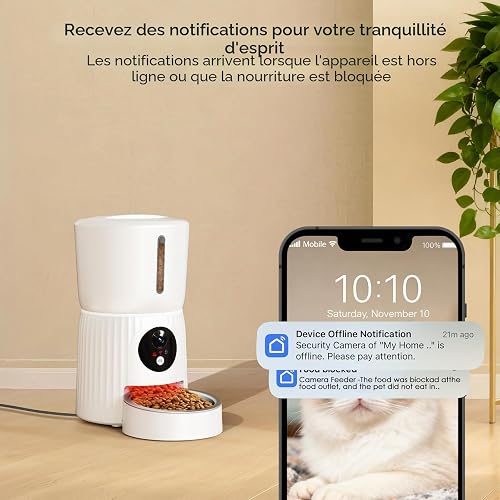 Faroro Automatic Cat Feeder with Camera, 1080P HD Video with Night Vision, 2-Way Audio, 4L Pet Feeder with Adjustable Camera Angle & Blockage Sensor, APP Control Cat Food Dispenser, 5GHz Wi-Fi - 7