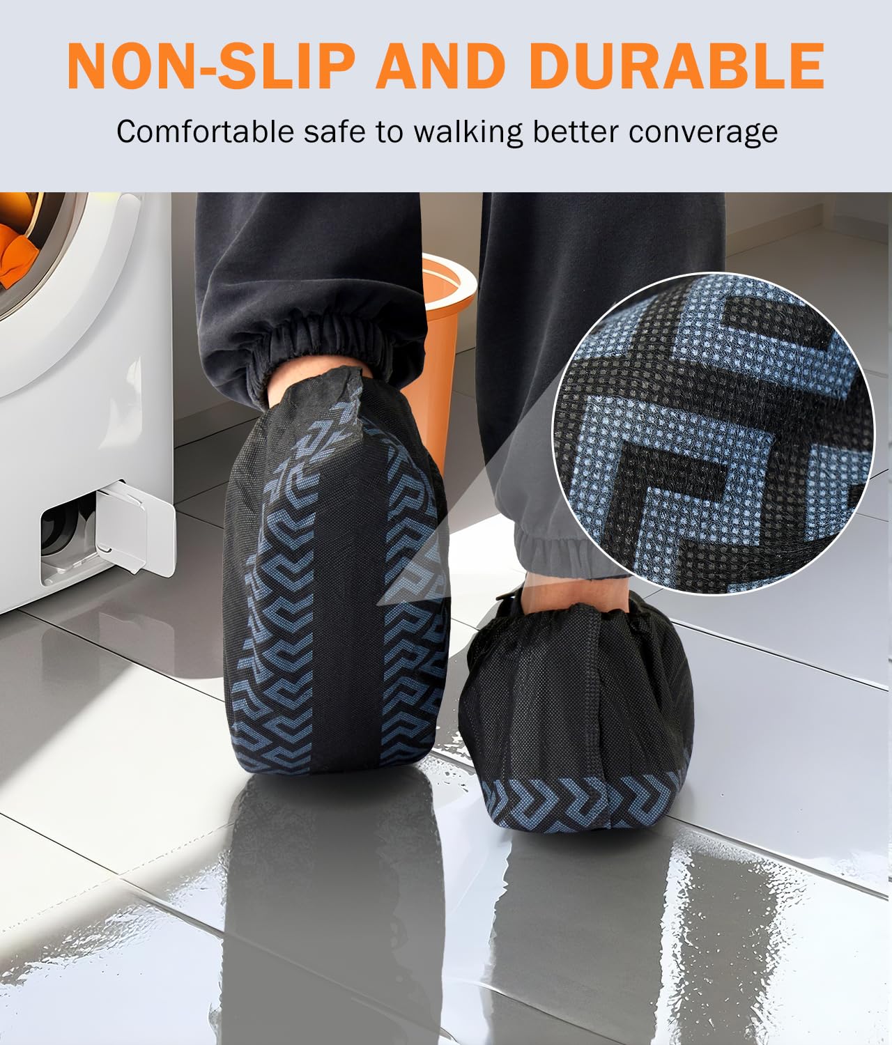 Fundas desechables antideslizantes: fundas profesionales para zapatos, botines duraderos para zapatos, fundas reciclables para zapatos y botas, talla única (paquete de 100)