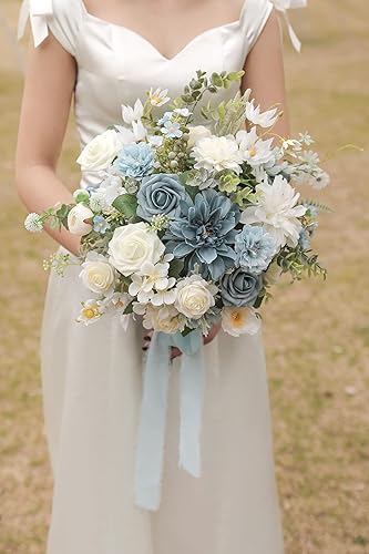 Miniatura 3 de Flores Artificiales Juego de Caja Combinada Color Degradado Flor Hoja con Tallos para Ramos de Boda DIY Centros de Mesa Baby Shower Fiesta