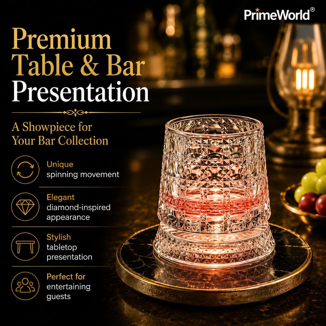 LED Revolving Whiskey Glasses - Rotating Crystal Tumblers -6
