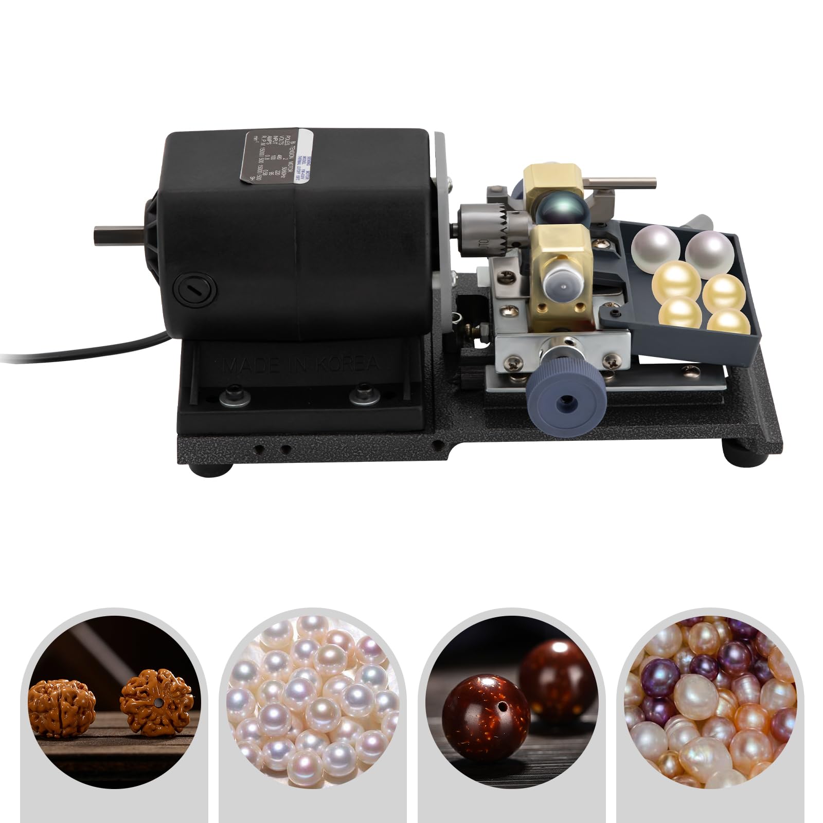 Taladro de perlas para joyas, 480 W, con pedal y caja de herramientas, 500 – 15000 rpm, juego de taladros DIY