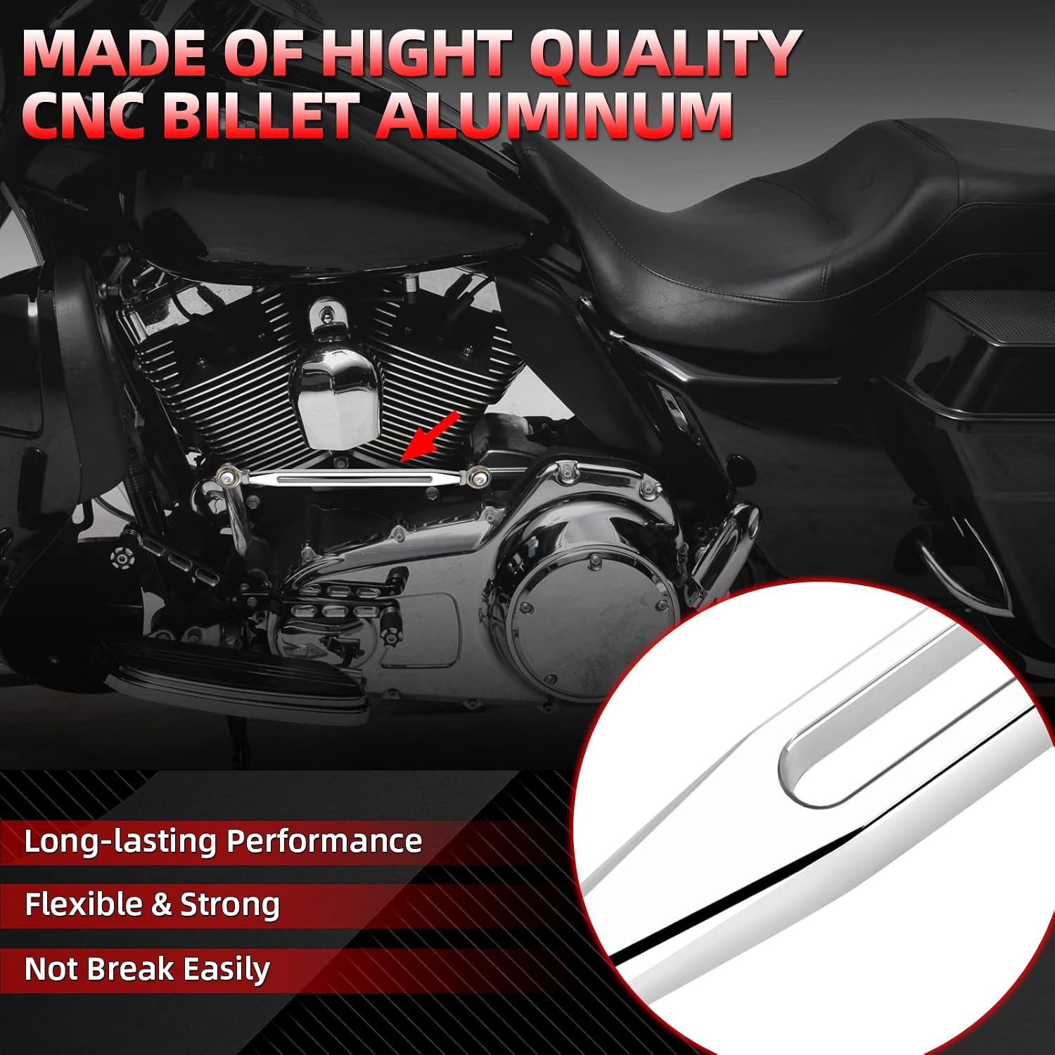 Amazicha Chrome Shift Linkage Compatible for Harley Softail Road King Electra Glide Street Glide Touring 1980-2024