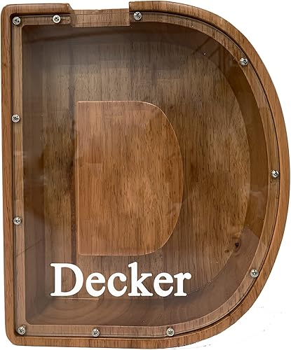 Alcancía de Madera Personalizada de 12" Extra Grande con Forma de Letra para Niños y Niñas, (Nombre Grabado con Láser) Alcancía Personalizada con