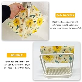 Beeswax Wrap, 9 Pack Eco-Friendly Beeswax Wraps for Food Storage, Organic, Sustainable, Beeswax Food Wraps, Zero Waste Reusable Food Wrap Beeswax Paper 1L, 3M, 5S Plants Pattern Sandwich Wrappers