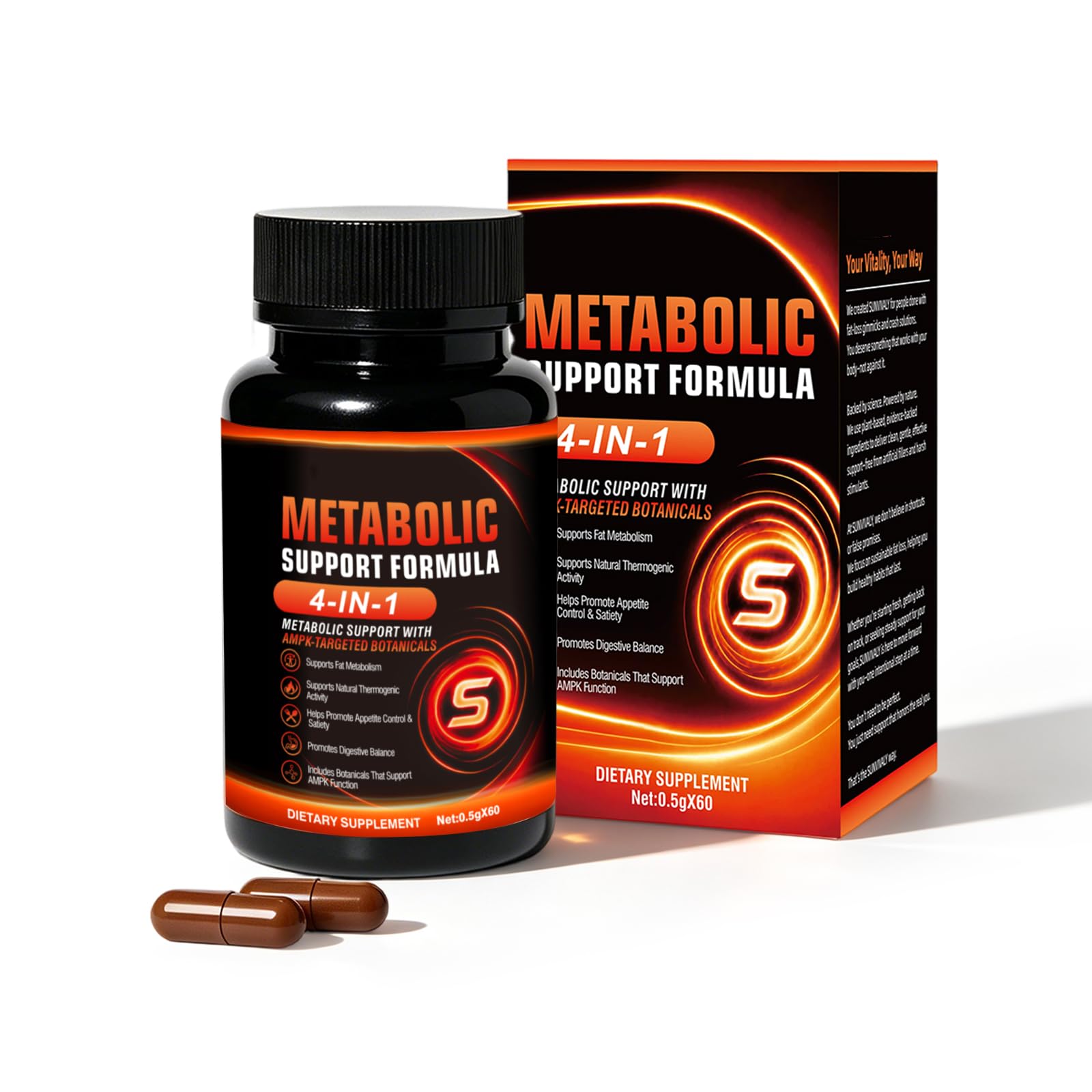 4-in-1 Thermogenic Fat Burner with Weight Loss, 60 Capsules
