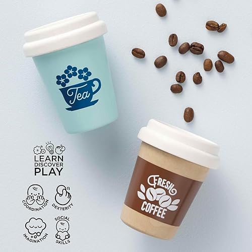 Miniatura 4 de Le Toy Van - Honeybake - Taza de café y taza de té para llevar - Juego de tazas de viaje - Accesorios de cocina para niños - Juego de rol de madera