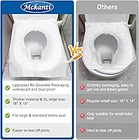 Vista 4 de Mckanti Fundas Desechables para Asiento de Inodoro - Paquete de 120 Fundas de Papel Desechables XL para Asiento de Inodoro para Adultos y Niños