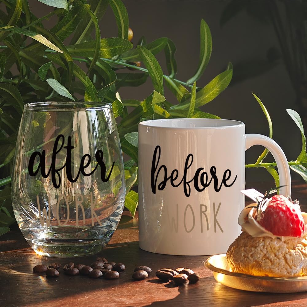 Coworker Gifts for Women Men - Before Work After Work Wine Glass Funny Thank You Gift for Boss Coworker Manager Teacher Nurse Leader Employe, Unique Co Worker Gifts for Boss Day Christmas Birthday - Image 3