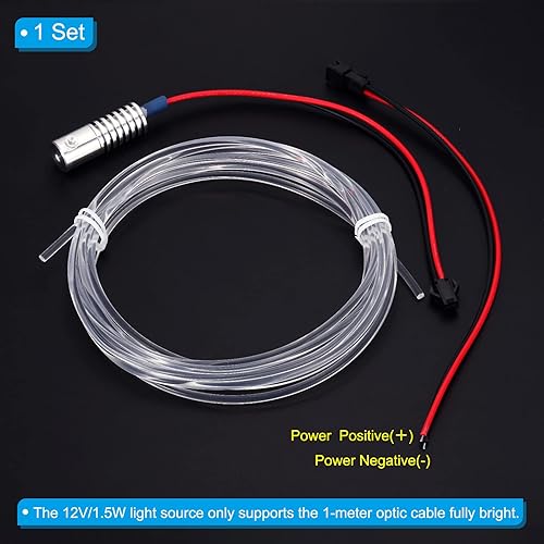 Miniatura 4 de PATIKIL Kit de cable de fibra óptica de brillo lateral PMMA de 0.118 in, 9.8 ft, con iluminador LED de aluminio de 12 V, 1,5 W, fuente de luz de