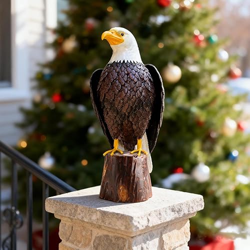 Miniatura 6 de Estatua Chisheen de águila calva de metal para exteriores, arte de jardín, escultura para patio, sala de estar y decoración de jardín