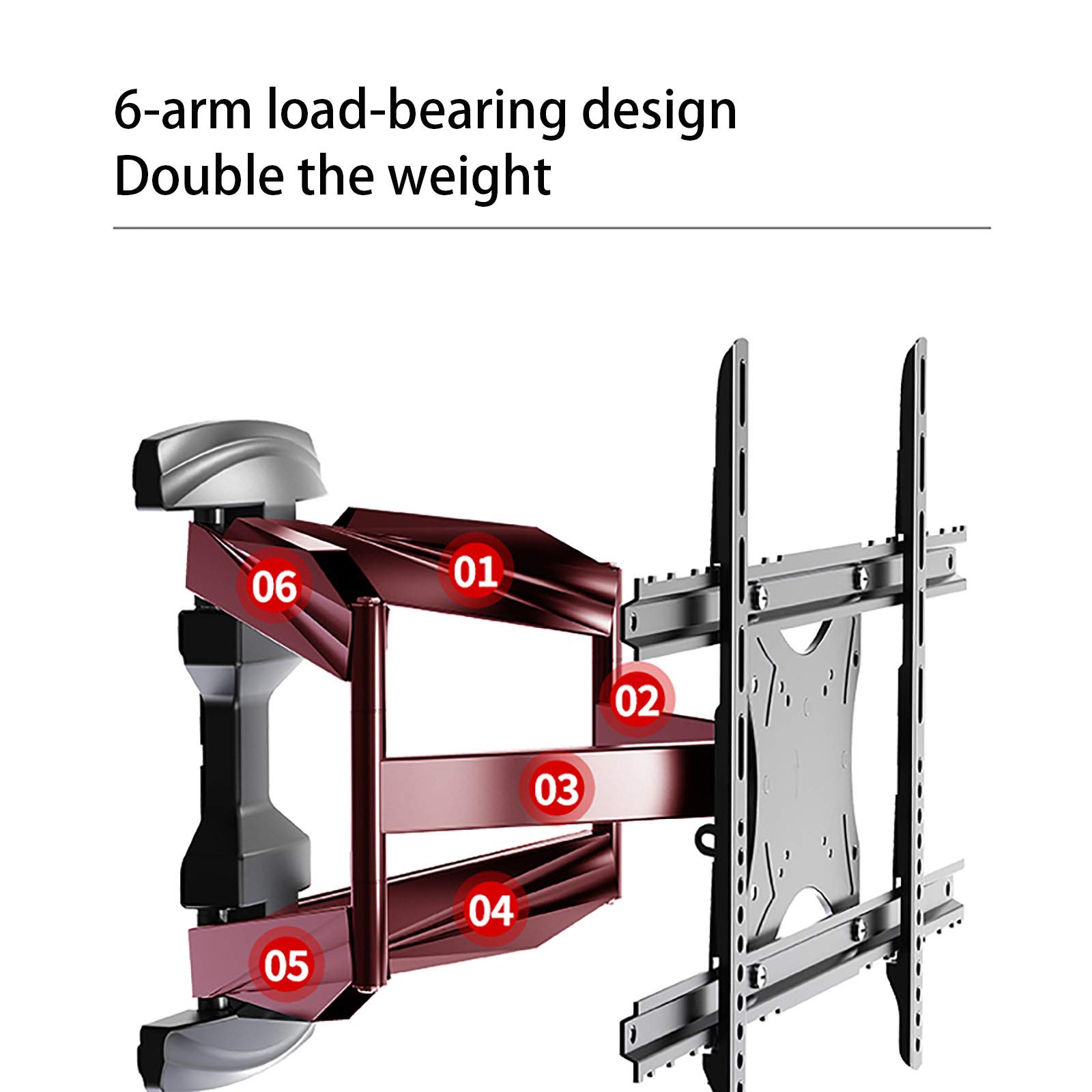 Soporte de pared para TV, brazos articulados duales, pivotantes, rotación para la mayoría de televisores planos LED LCD OLED de 32 a 75 pulgadas, soporta hasta 110 libras máx. VESA 600 x 400 mm