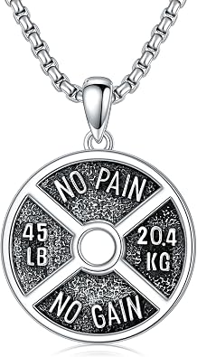 Dumbbell Necklace 925 Sterling Silver Weight Plate Pendant Gym Sports Jewelry Gifts for Men Father