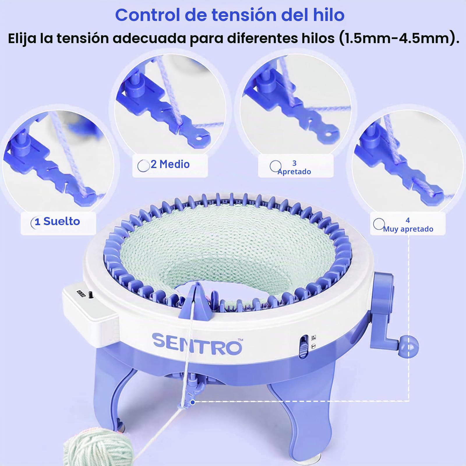 SENTRO Máquina de tejer de 48 agujas, versátil máquina circular para adultos, perfecta para proyectos de ganchillo y tejer, ideal para principiantes y expertos