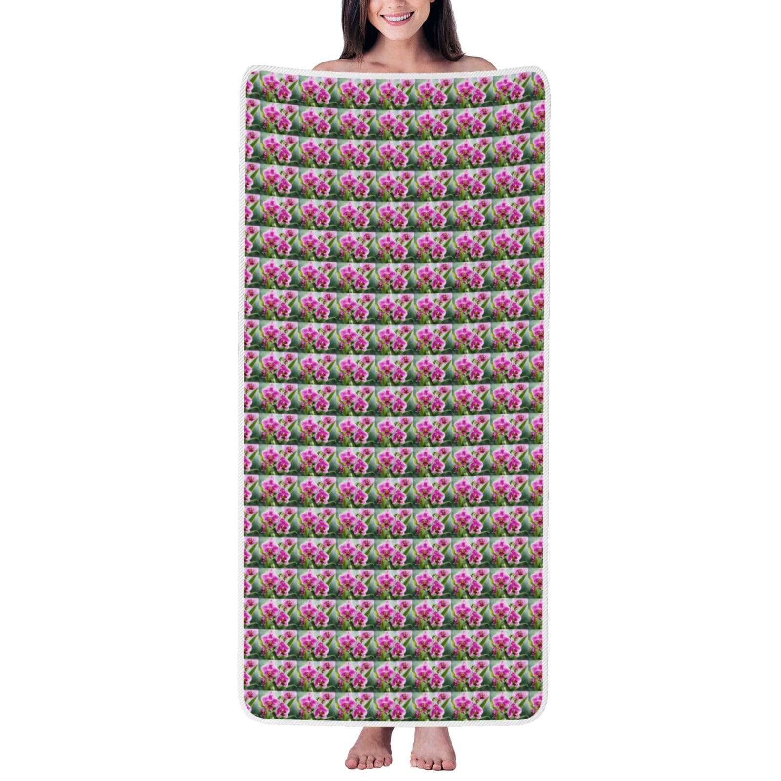 JBJGKHLP Orchid Print Women Men Couples Coral Velvet Bath Towel Ultra-Soft For Home Bathroom Travel