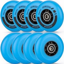 AOWESM Inline Skate Wheels 80mm 76mm 72mm 85a Outdoor Indoor Roller Blade Wheel Black Blue Red Roller Hockey Replacement Wheels w/Bearings ABEC-9 and Floating Spacers 8-Pack