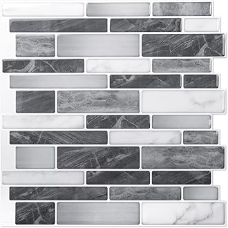 Art3d 10-Sheet Self-Adhesive Tile Backsplash for Kitchen, Vinyl Decorative Tiles, 12"x12"