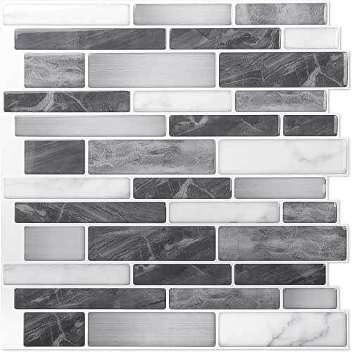 Art3d 10-Sheet Self-Adhesive Tile Backsplash for Kitchen, Vinyl Decorative Marble