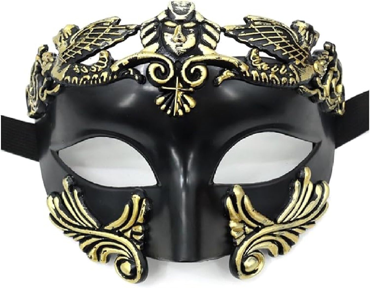 HWZENQZ Masquerade Mask for Men,Roman Vintage Greek Warrior Venetian Masks for Halloween, carnival masks, and Easter parties (Black gold)