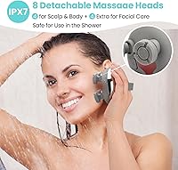 Vista 3 de Masajeador eléctrico portátil para cuero cabelludo con calor, recargable IPX7, impermeable, con 100 nodos de amasamiento, 3 modos de velocidad, 2