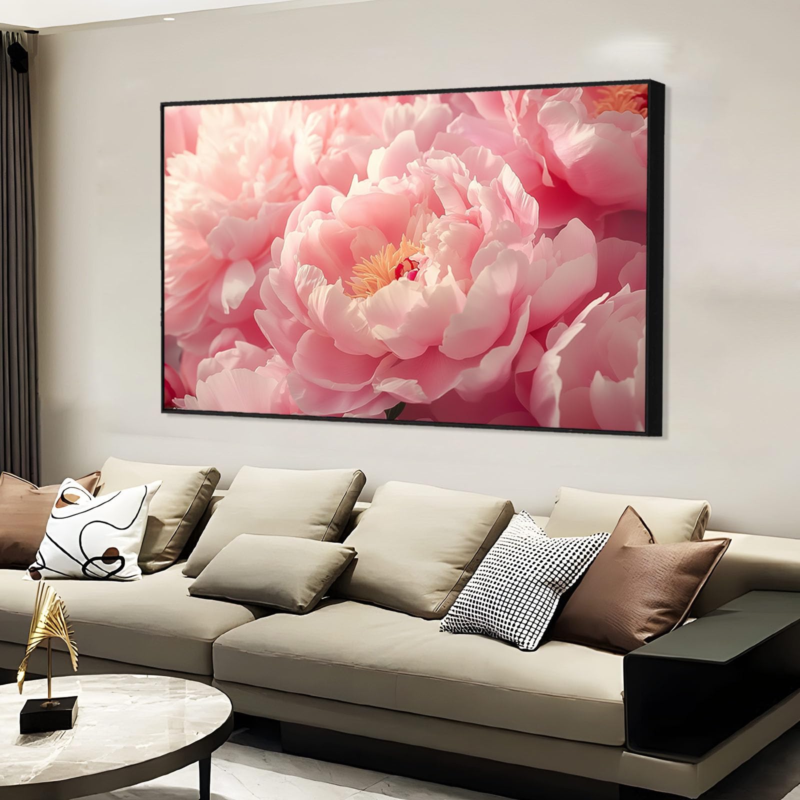 Amazon.com: Pink Peony Canvas Wall Art, Light Pink Peony Canvas