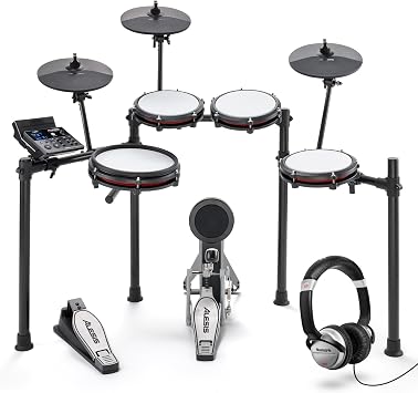 Alesis Nitro Max Kit and Numark HF125 - Electric Drum Kit with Bluetooth, 440+ Authentic Sounds, Drumeo Lessons, and Monitoring Headphones