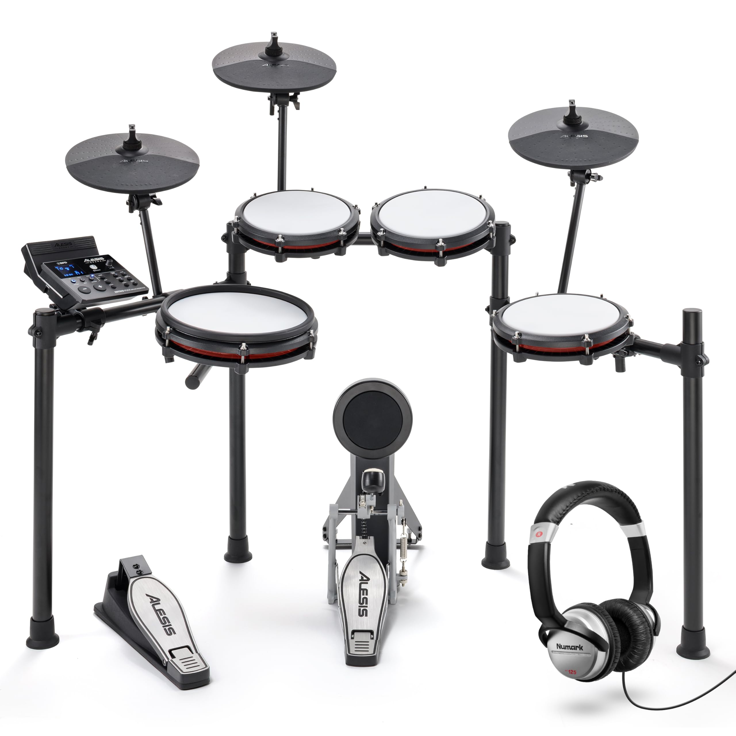 Alesis Nitro Max Perkusja Elektroniczna Zestaw ze Słuchawkami HF125 do Cichych Ćwiczeń dla Początkujących