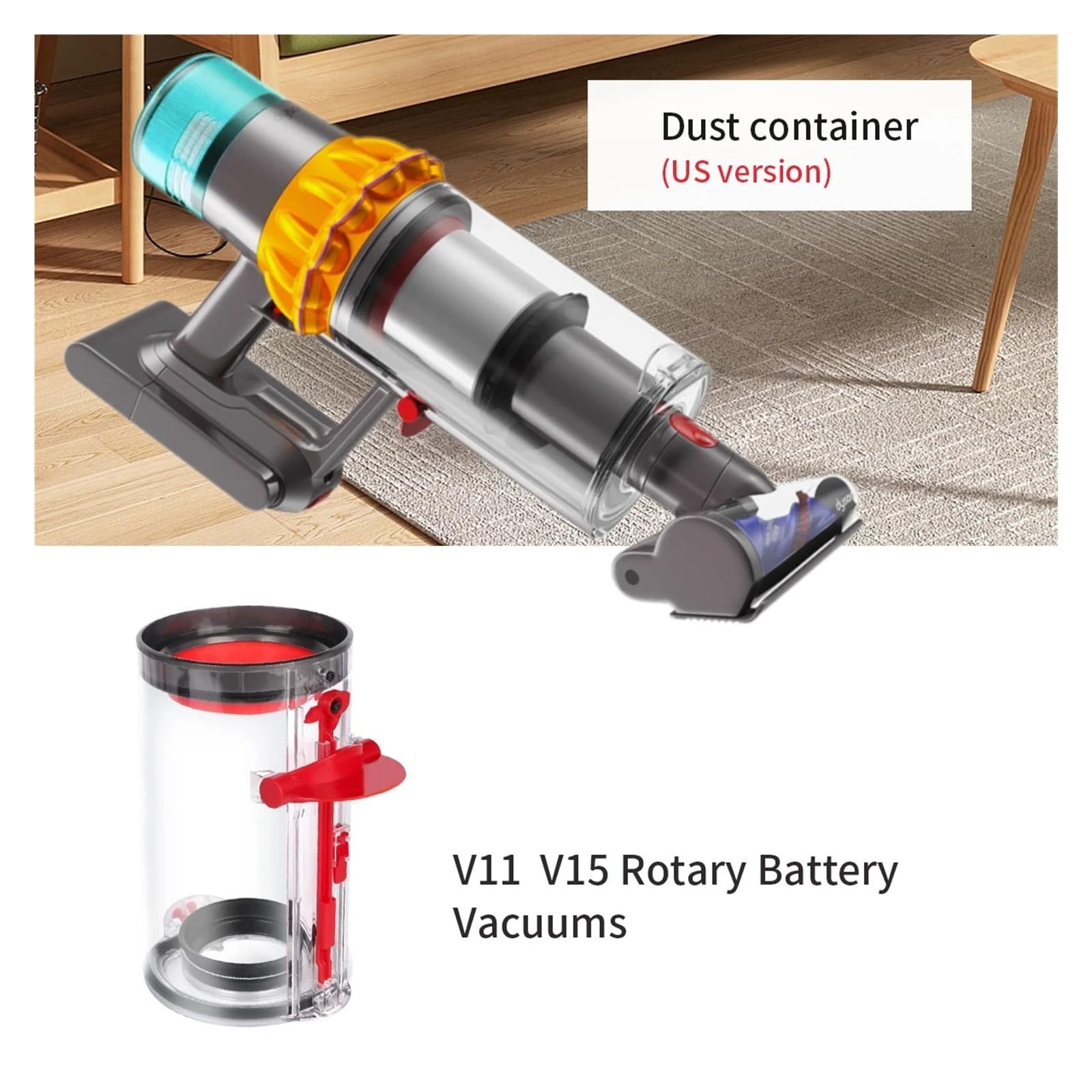Contenitore for la polvere di grande capacità, compatibile con gli aspirapolvere senza fili Dyson V11 / V15 / SV14 / SV15 / SV22 - Contenitore for impieghi gravosi, facile da installare e svuotare